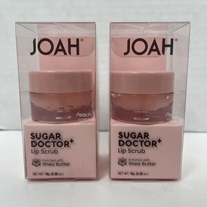 Joah Sugar Doctor Lip Scrub Shea Butter 0.35 Oz Peach Scent Exfoliates Lot of 2